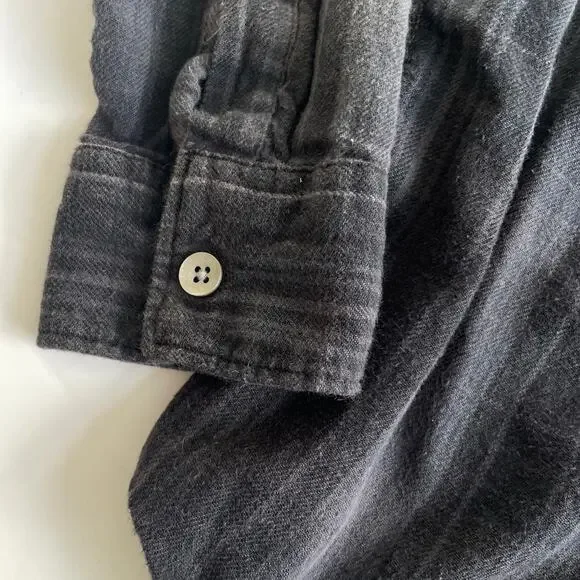 Treasure & Bond Blue Plaid Dip Dye Flannel Shirt - Picture 2 of 4